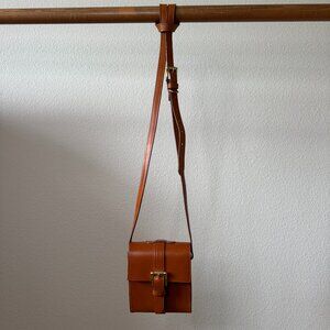 Joan David Small Leather Crossbody Camera Bag – Real Brass Hardware, Boho Chic
